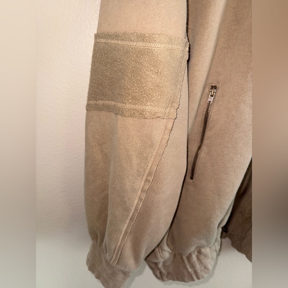 Free People NWOT We the Free Beige Lou Moto‎ Jacket size Large Oversized Fit - Picture 6 of 11